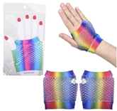 Buy RAINBOW FISHNET FINGERLESS WRIST GLOVE in Bulk